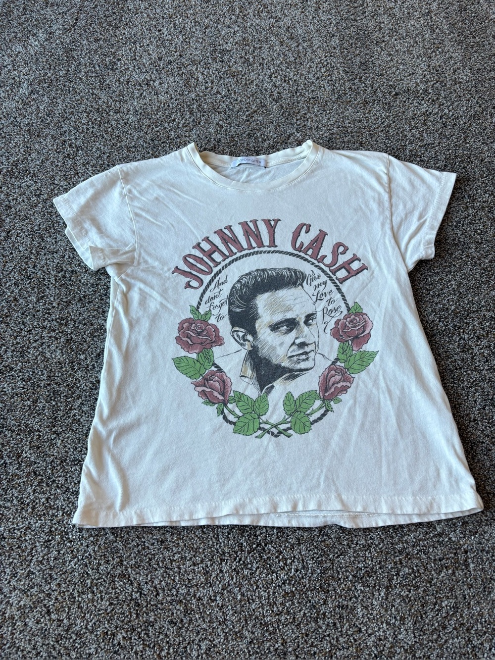 Daydreamer Johnny Cash Rose Graphic Band Tee Shirt Small
